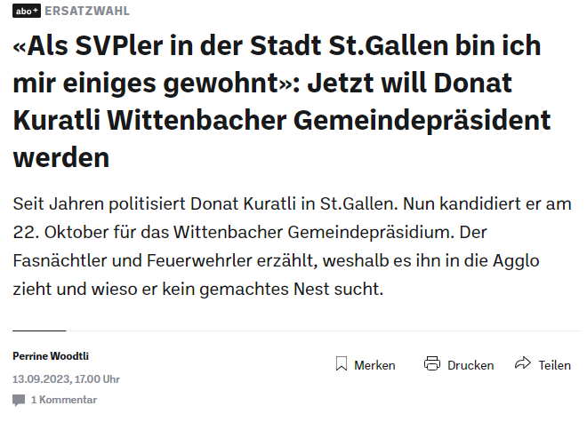 «Als SVPler in der Stadt St.Gallen bin ich mir einiges gewohnt»: Jetzt will Donat Kuratli Wittenbacher Gemeindepräsident werden
